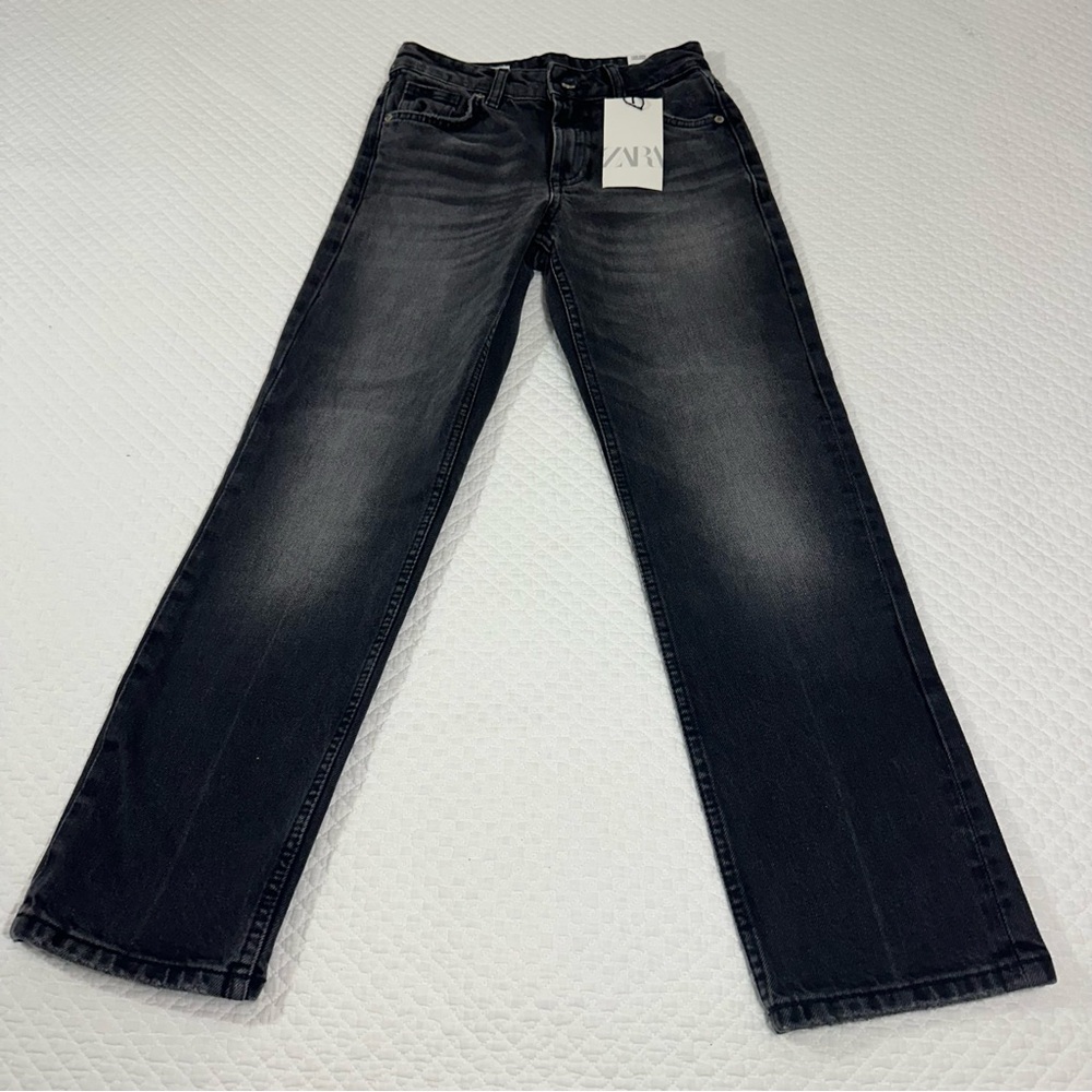 Zara Women’s Straight Crop Slim Fit Black Jeans Sz 0